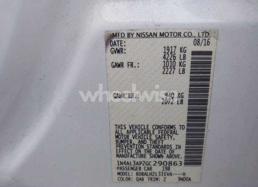 Photo 9 of 2016 Nissan Altima 2.5 SR (VIN 1N4AL3AP2GC290863)