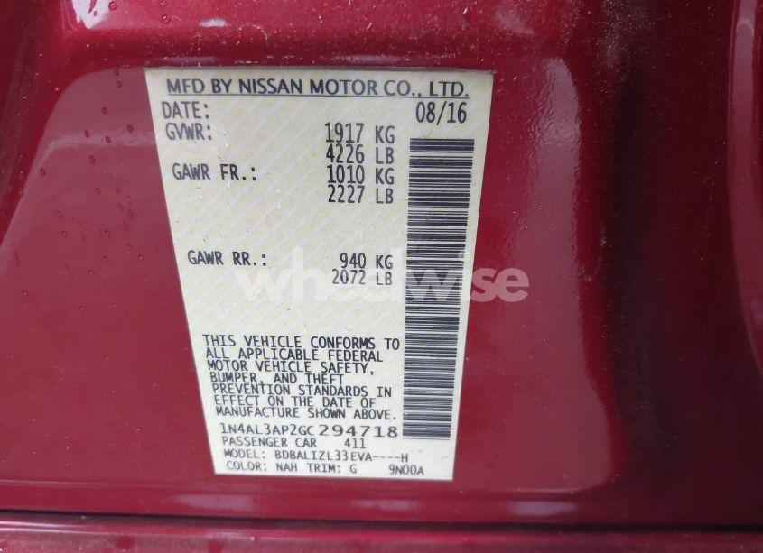 Photo 9 of 2016 Nissan Altima 2.5 SV (VIN 1N4AL3AP2GC294718)