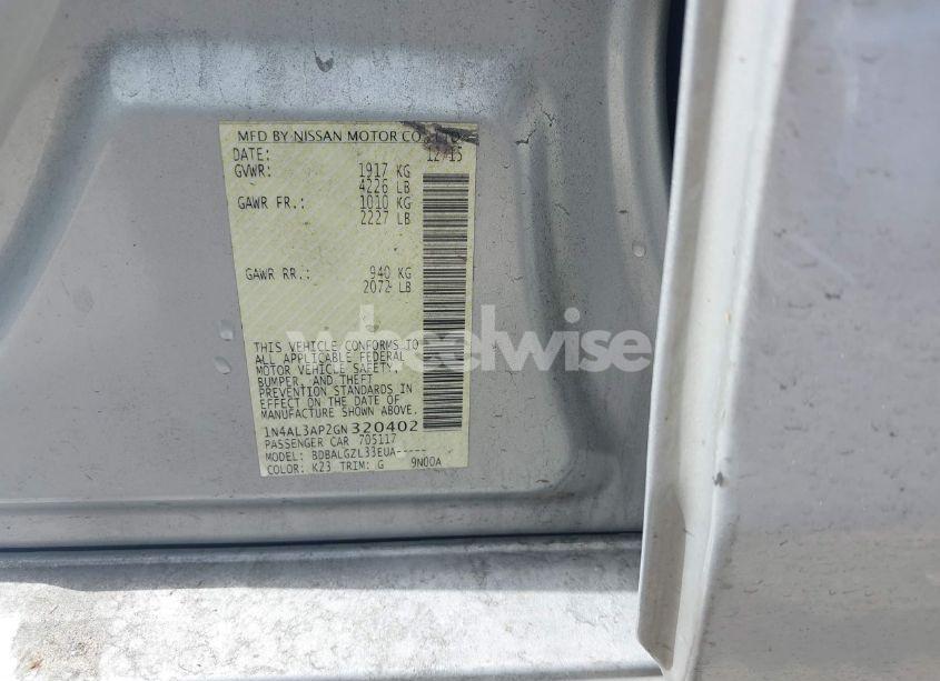 Photo 9 of 2016 Nissan Altima (VIN 1N4AL3AP2GN320402)