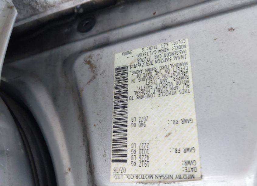 Photo 9 of 2016 Nissan Altima 2.5/2.5 S/2.5 SL/2.5 SR/2.5 SV (VIN 1N4AL3AP2GN337684)