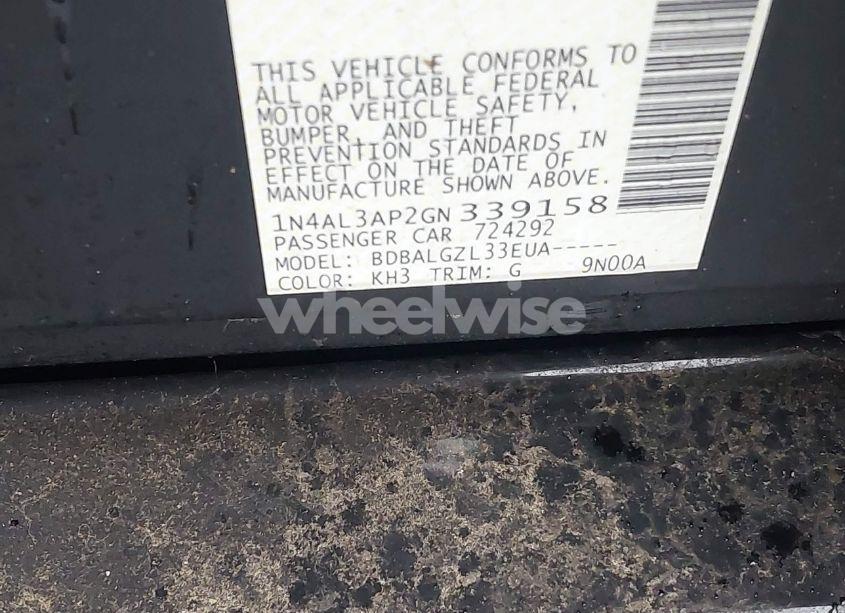 Photo 9 of 2016 Nissan Altima 2.5/2.5 S/2.5 SL/2.5 SR/2.5 SV (VIN 1N4AL3AP2GN339158)