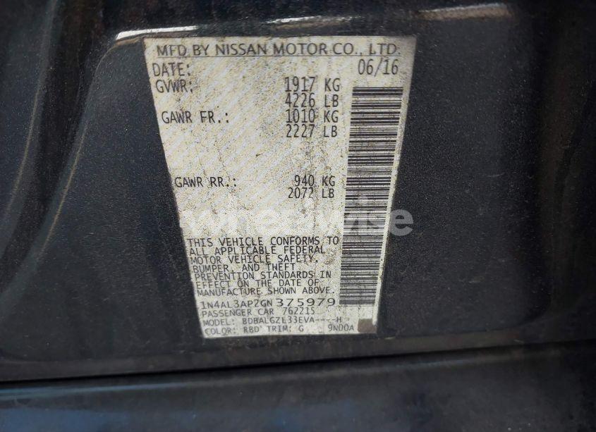 Photo 9 of 2016 Nissan Altima 2.5 S (VIN 1N4AL3AP2GN375979)