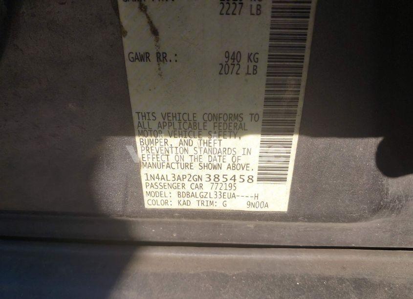 Photo 9 of 2016 Nissan Altima 2.5 S (VIN 1N4AL3AP2GN385458)