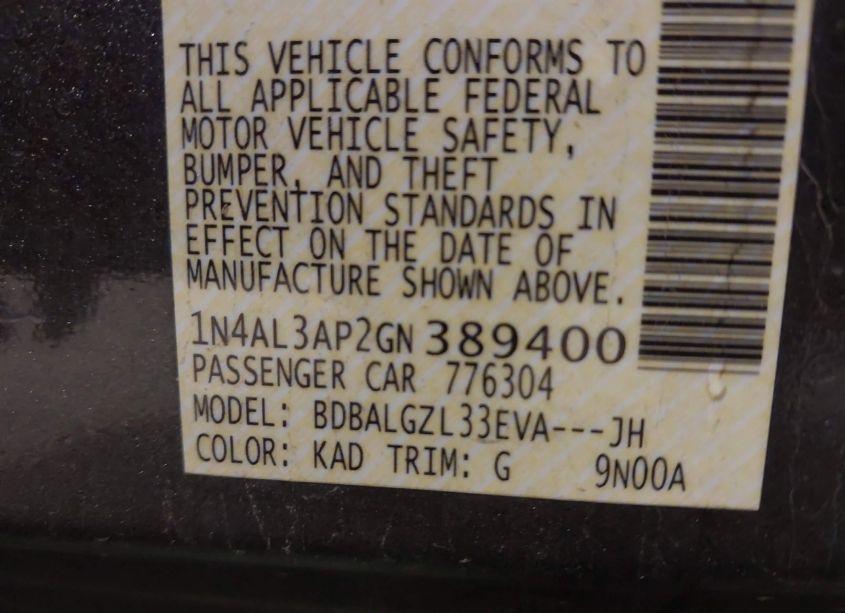 Photo 9 of 2016 Nissan Altima 2.5 S (VIN 1N4AL3AP2GN389400)