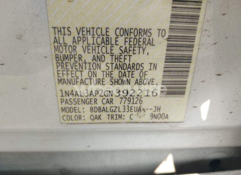 Photo 9 of 2016 Nissan Altima 2.5 S (VIN 1N4AL3AP2GN392216)