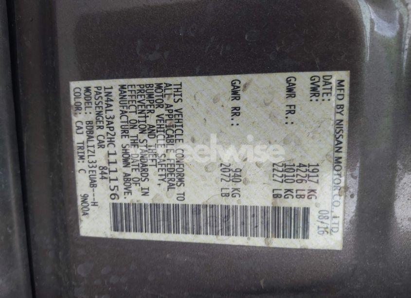 Photo 9 of 2017 Nissan Altima 2.5 SV (VIN 1N4AL3AP2HC111156)