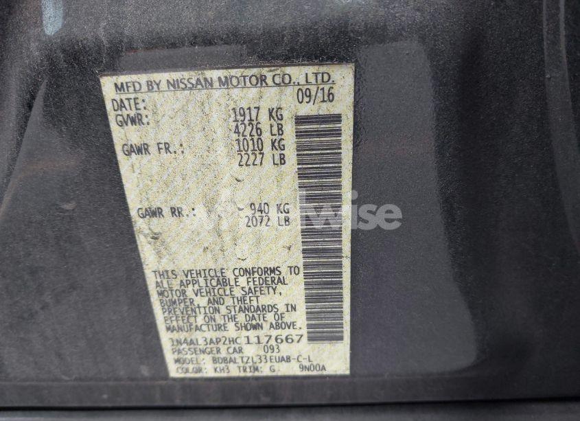 Photo 9 of 2017 Nissan Altima 2.5 SL (VIN 1N4AL3AP2HC117667)