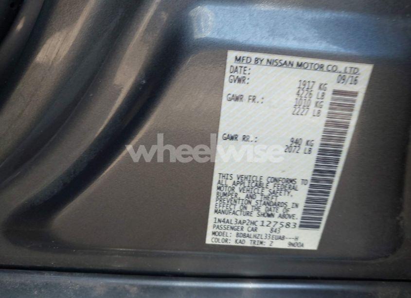 Photo 9 of 2017 Nissan Altima 2.5 SR (VIN 1N4AL3AP2HC127583)