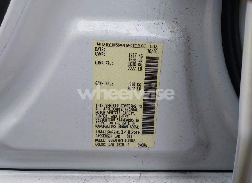 Photo 9 of 2017 Nissan Altima 2.5 SR (VIN 1N4AL3AP2HC148286)