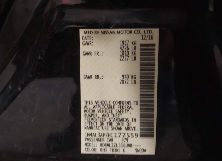 Photo 9 of 2017 Nissan Altima 2.5 SV (VIN 1N4AL3AP2HC177559)