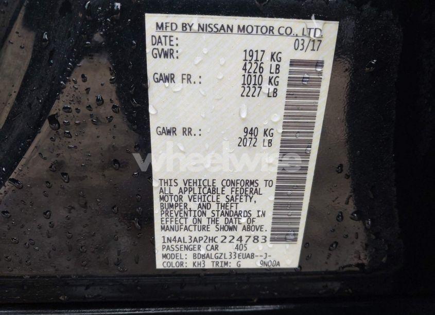 Photo 9 of 2017 Nissan Altima 2.5 S (VIN 1N4AL3AP2HC224783)