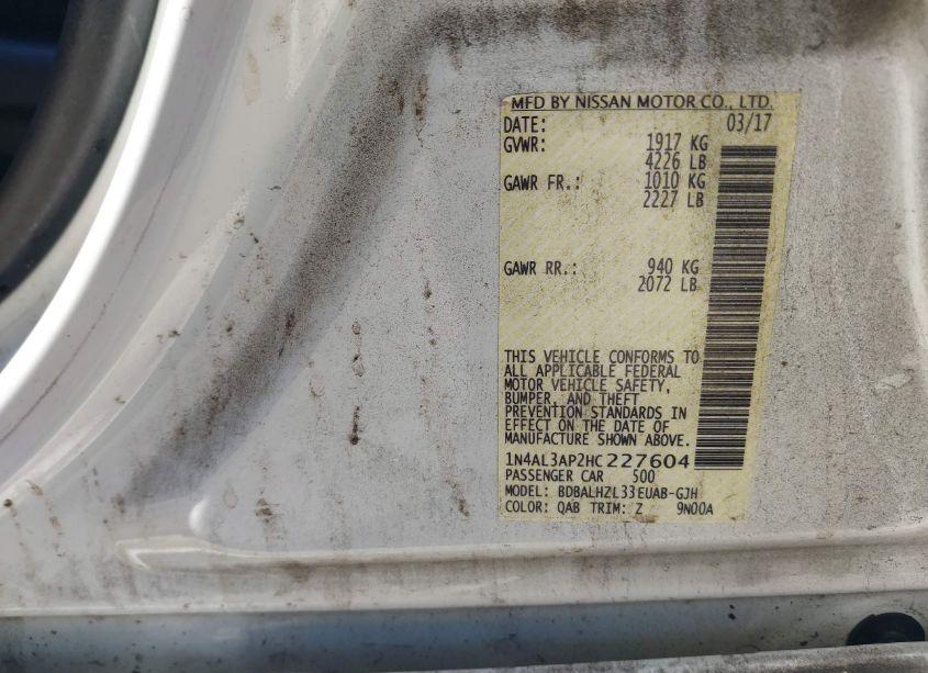 Photo 9 of 2017 Nissan Altima 2.5 SR (VIN 1N4AL3AP2HC227604)