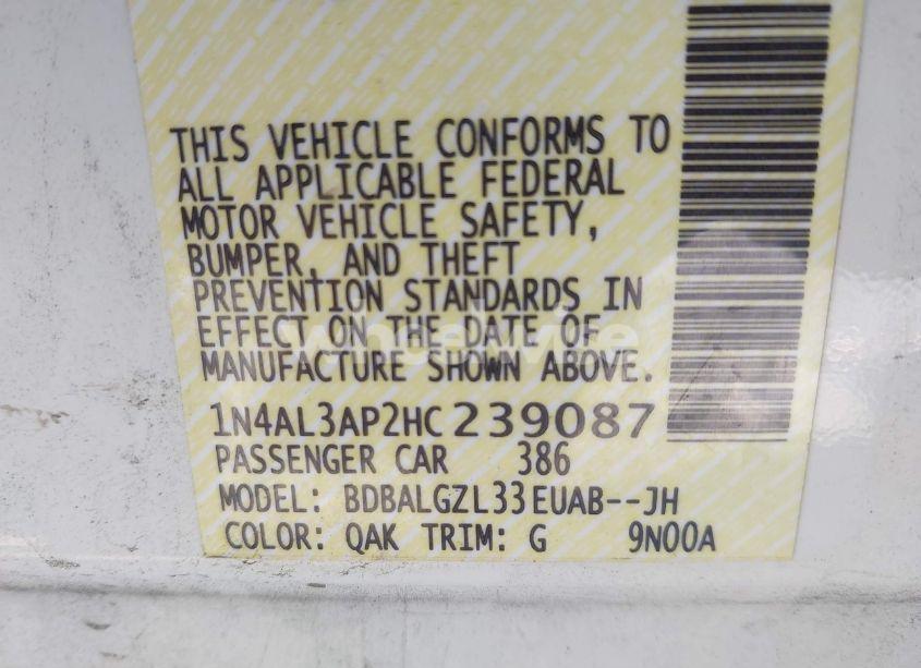 Photo 9 of 2017 Nissan Altima 2.5 S (VIN 1N4AL3AP2HC239087)