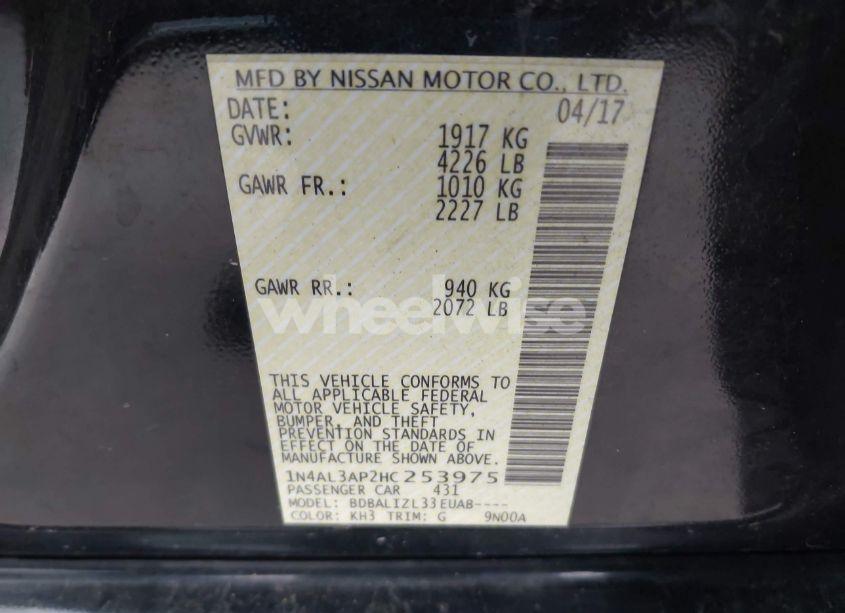 Photo 9 of 2017 Nissan Altima 2.5 SV (VIN 1N4AL3AP2HC253975)