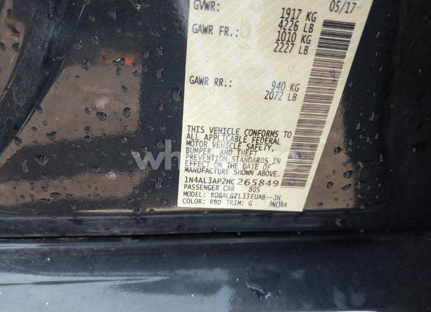 Photo 9 of 2017 Nissan Altima 2.5 S (VIN 1N4AL3AP2HC265849)