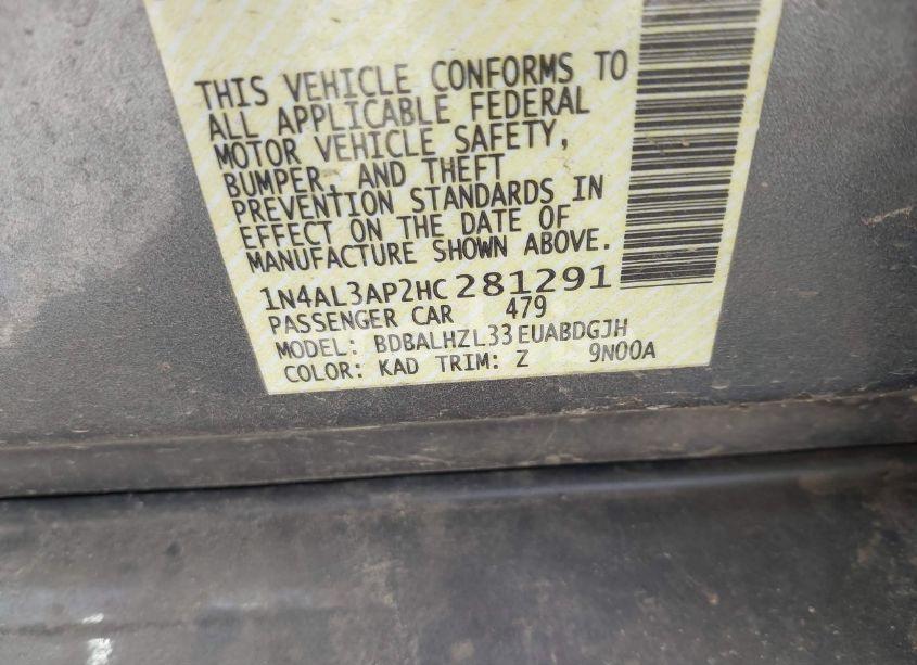 Photo 9 of 2017 Nissan Altima 2.5 SR (VIN 1N4AL3AP2HC281291)