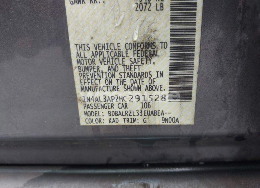 Photo 9 of 2017 Nissan Altima 2.5 SL (VIN 1N4AL3AP2HC291528)