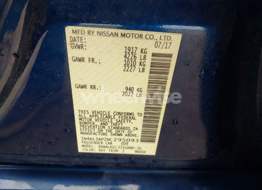 Photo 9 of 2017 Nissan Altima 2.5 SR (VIN 1N4AL3AP2HC295093)