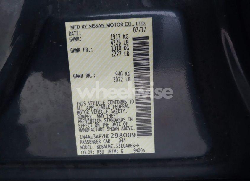 Photo 9 of 2017 Nissan Altima 2.5 SV (VIN 1N4AL3AP2HC298009)