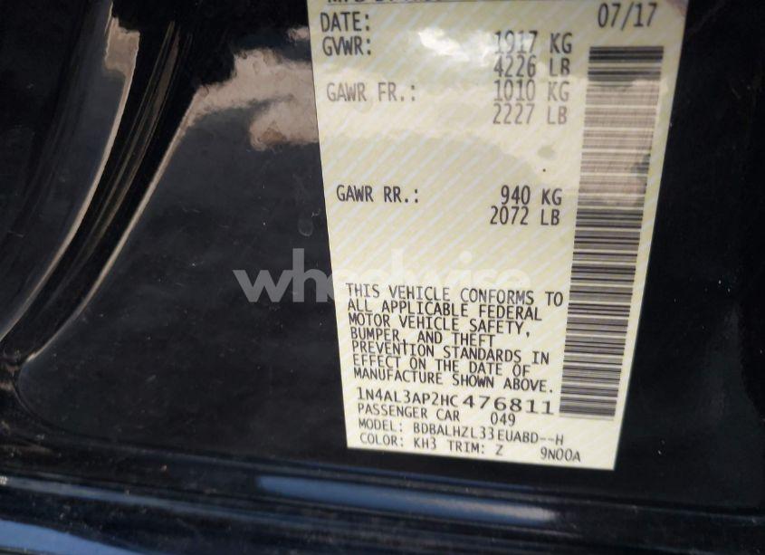 Photo 9 of 2017 Nissan Altima 2.5 SR (VIN 1N4AL3AP2HC476811)