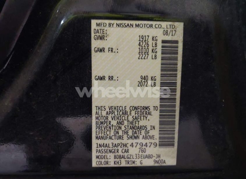 Photo 9 of 2017 Nissan Altima 2.5 S (VIN 1N4AL3AP2HC479479)