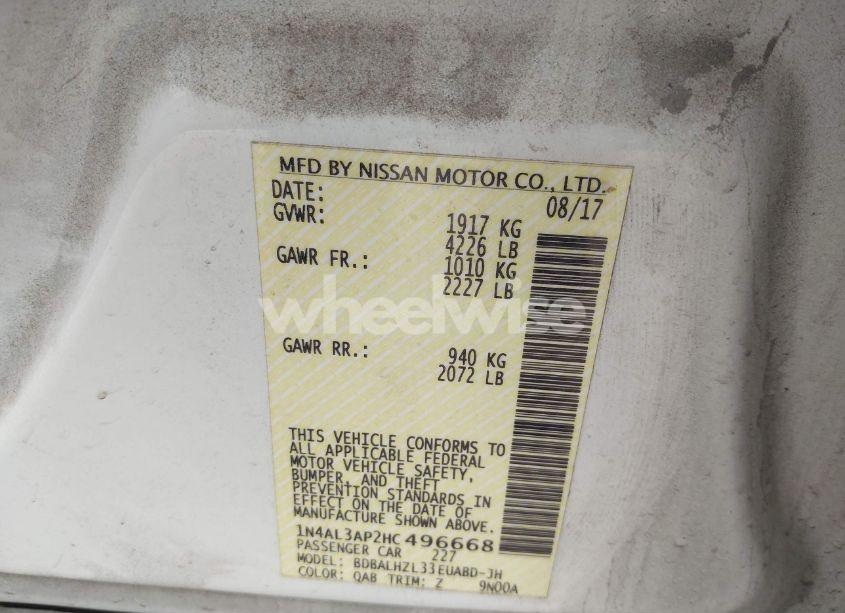 Photo 9 of 2017 Nissan Altima 2.5 SR (VIN 1N4AL3AP2HC496668)