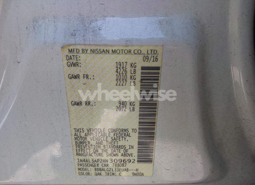 Photo 9 of 2017 Nissan Altima 2.5 S (VIN 1N4AL3AP2HN309692)