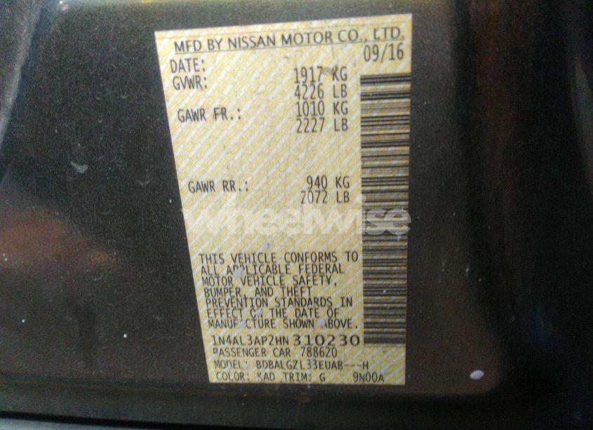 Photo 9 of 2017 Nissan Altima 2.5 S (VIN 1N4AL3AP2HN310230)