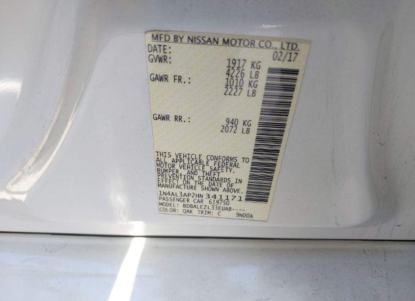 Photo 9 of 2017 Nissan Altima 2.5 S (VIN 1N4AL3AP2HN341171)