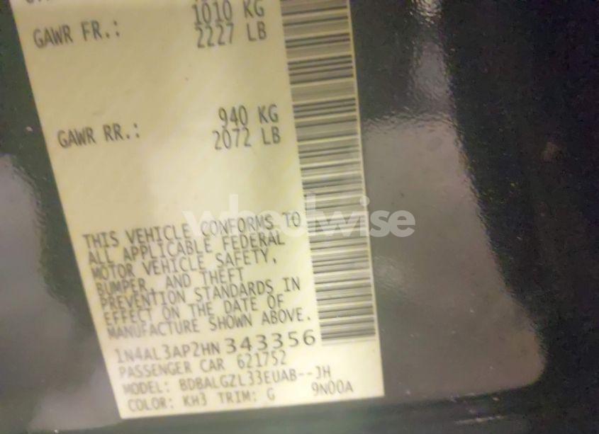 Photo 9 of 2017 Nissan Altima 2.5 S (VIN 1N4AL3AP2HN343356)