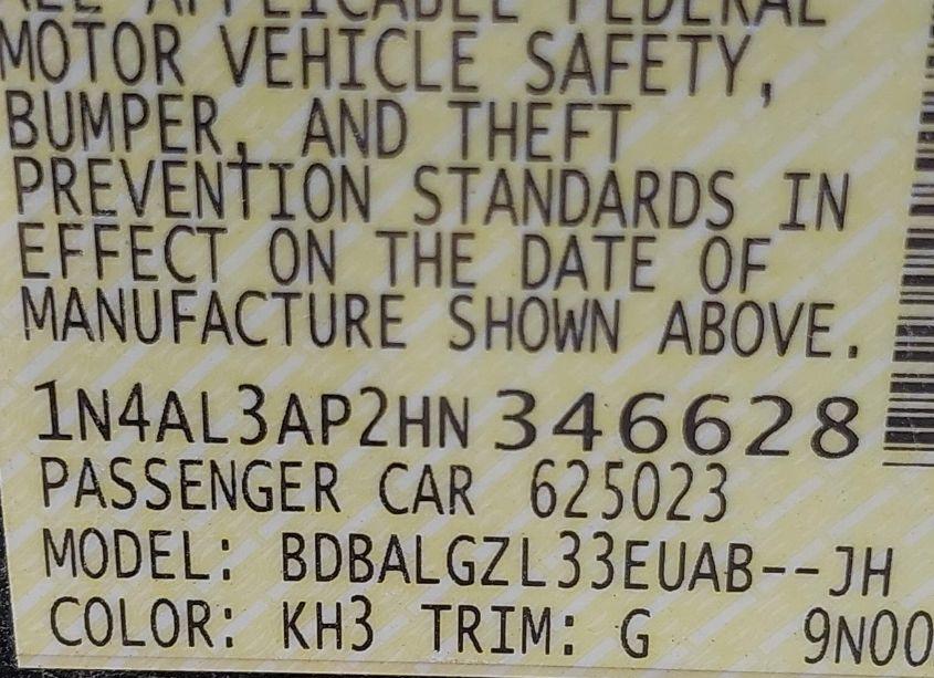 Photo 9 of 2017 Nissan Altima 2.5 S (VIN 1N4AL3AP2HN346628)