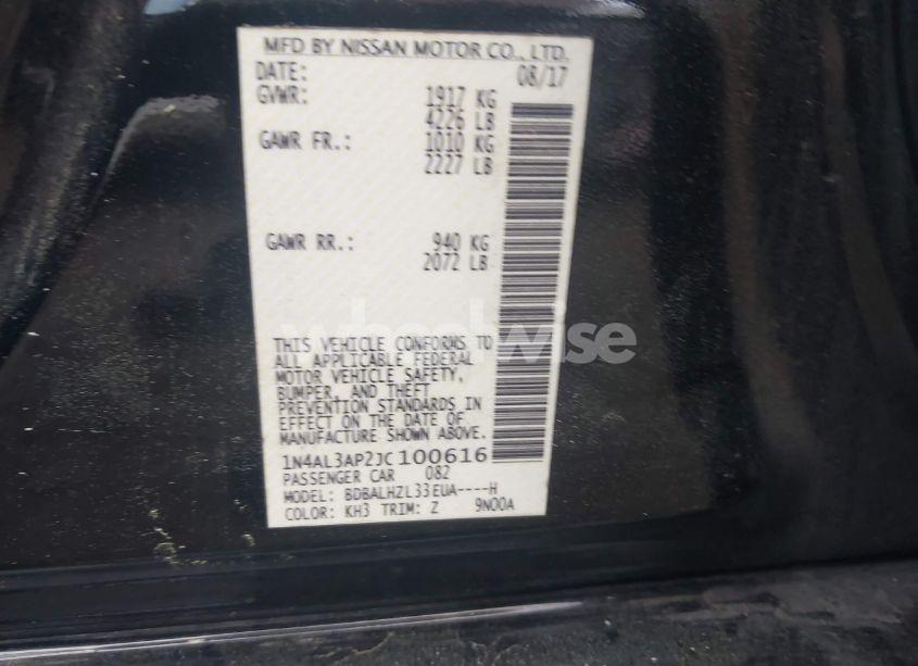 Photo 9 of 2018 Nissan Altima 2.5 SR (VIN 1N4AL3AP2JC100616)