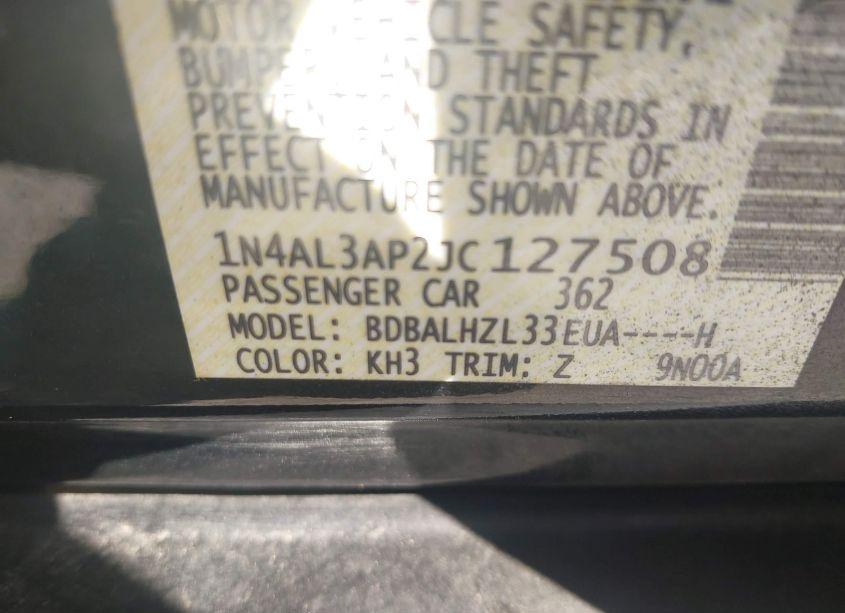 Photo 9 of 2018 Nissan Altima 2.5 SR (VIN 1N4AL3AP2JC127508)