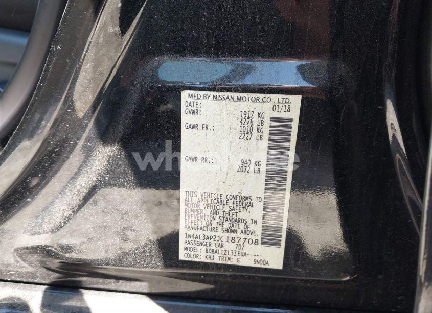 Photo 9 of 2018 Nissan Altima 2.5 SV (VIN 1N4AL3AP2JC187708)