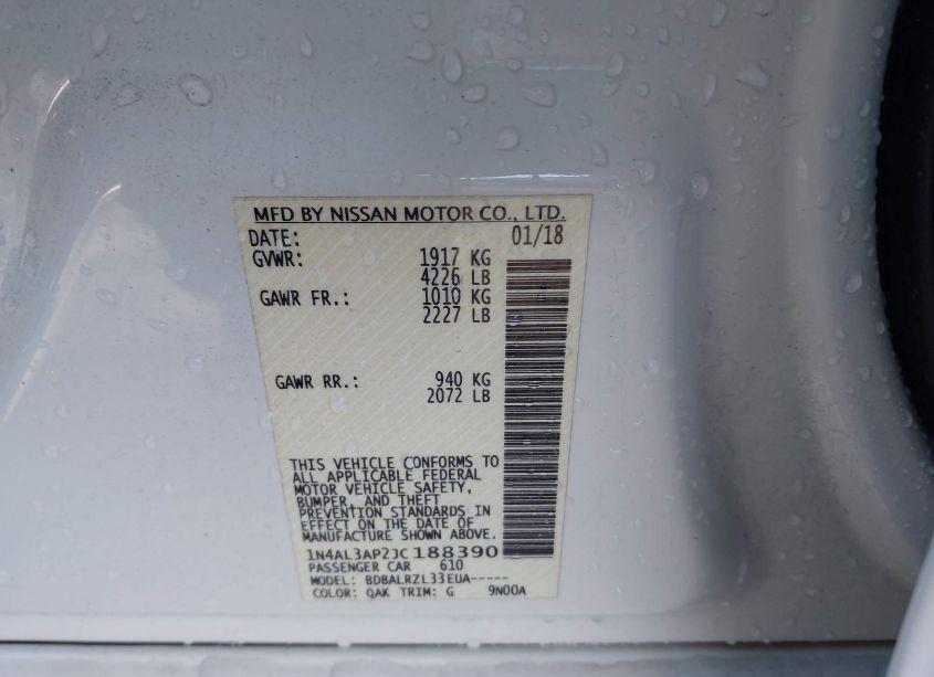 Photo 9 of 2018 Nissan Altima 2.5 SL (VIN 1N4AL3AP2JC188390)