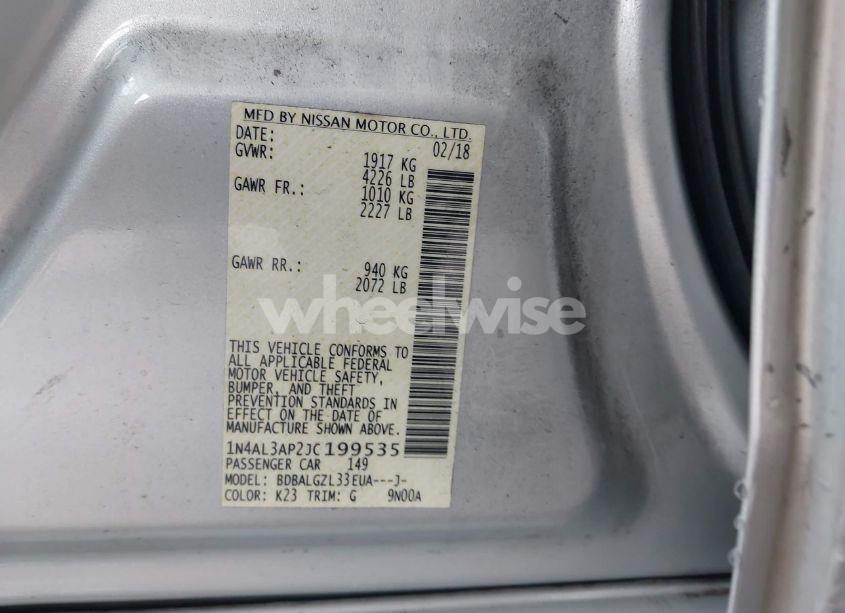 Photo 9 of 2018 Nissan Altima 2.5 S (VIN 1N4AL3AP2JC199535)