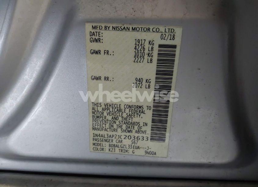 Photo 9 of 2018 Nissan Altima 2.5 S (VIN 1N4AL3AP2JC203633)