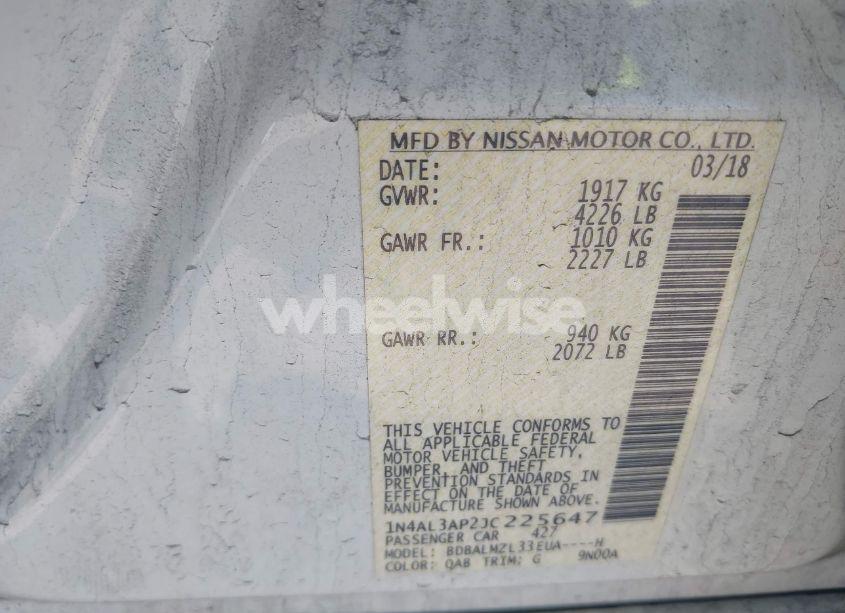 Photo 9 of 2018 Nissan Altima 2.5 SV (VIN 1N4AL3AP2JC225647)