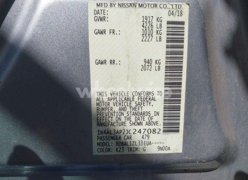 Photo 9 of 2018 Nissan Altima 2.5 SV (VIN 1N4AL3AP2JC247082)