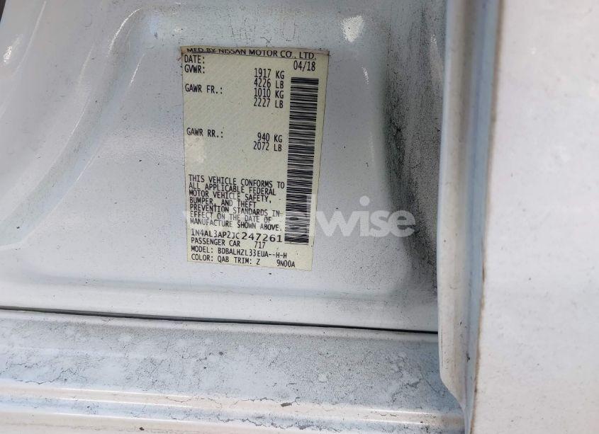 Photo 9 of 2018 Nissan Altima 2.5 SR (VIN 1N4AL3AP2JC247261)