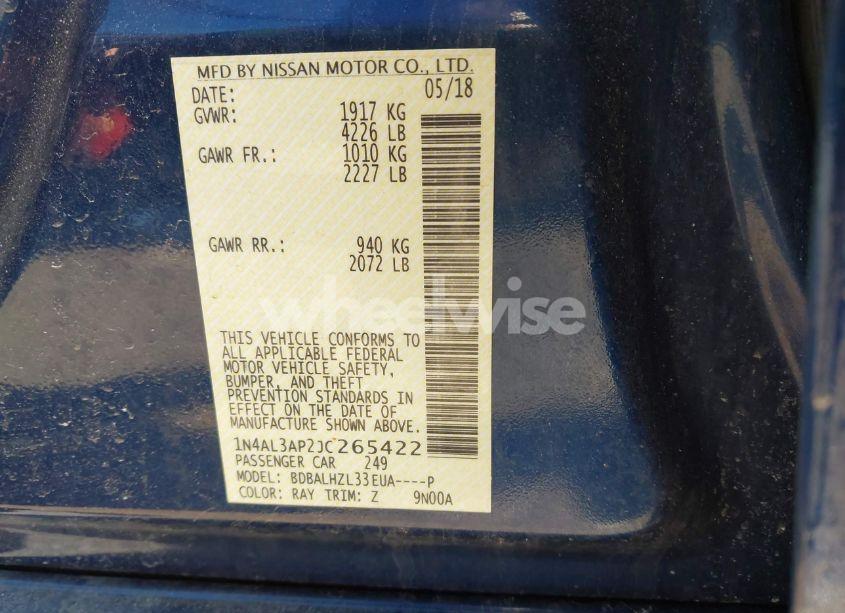 Photo 9 of 2018 Nissan Altima 2.5 SR (VIN 1N4AL3AP2JC265422)