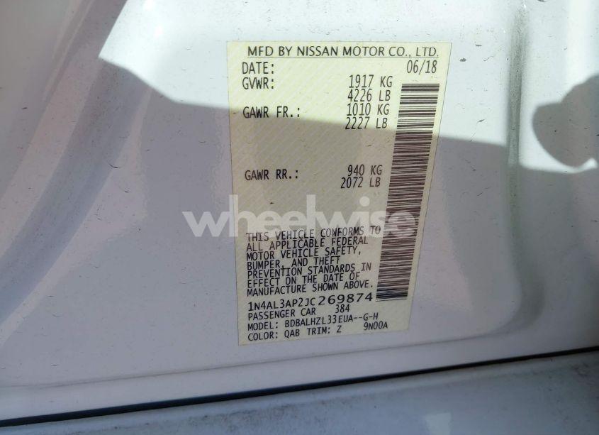 Photo 9 of 2018 Nissan Altima 2.5 SR (VIN 1N4AL3AP2JC269874)