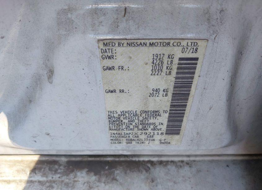 Photo 9 of 2018 Nissan Altima 2.5 SR (VIN 1N4AL3AP2JC292118)