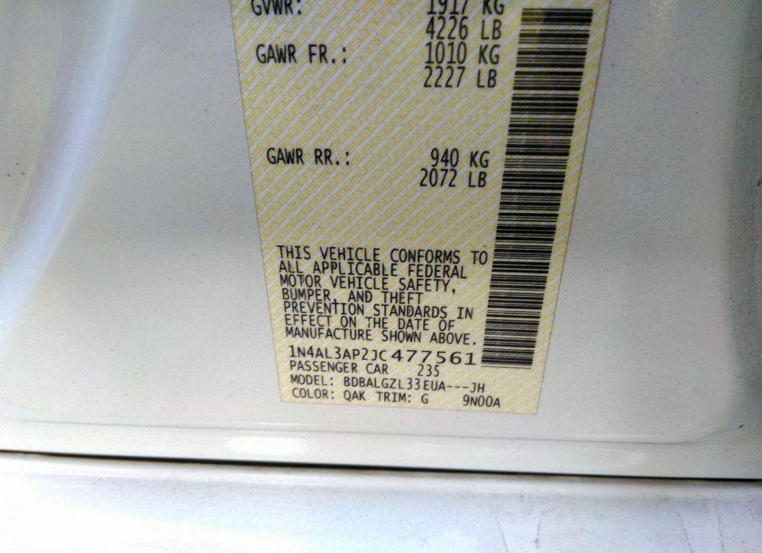 Photo 9 of 2018 Nissan Altima 2.5 S (VIN 1N4AL3AP2JC477561)