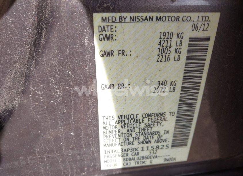 Photo 9 of 2013 Nissan Altima 2.5 SV (VIN 1N4AL3AP3DC115825)