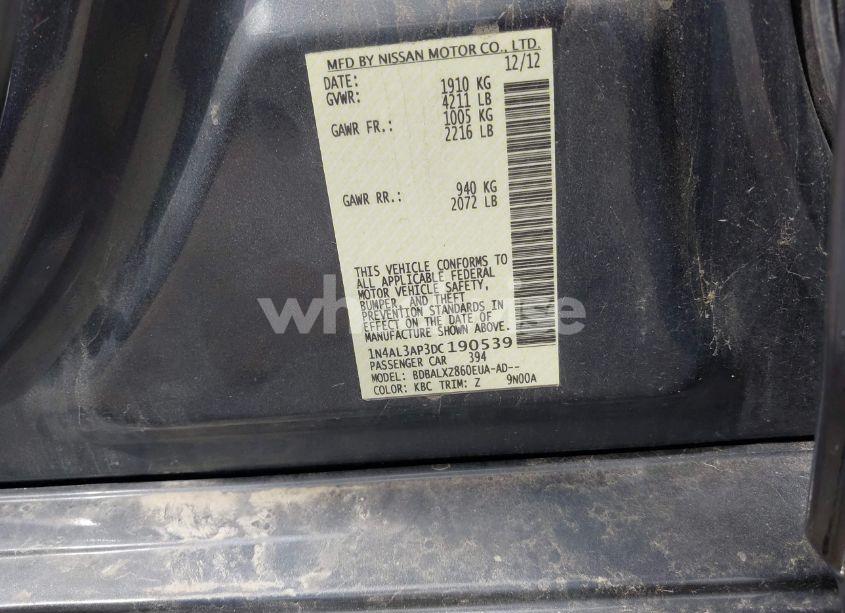 Photo 9 of 2013 Nissan Altima 2.5 SL (VIN 1N4AL3AP3DC190539)