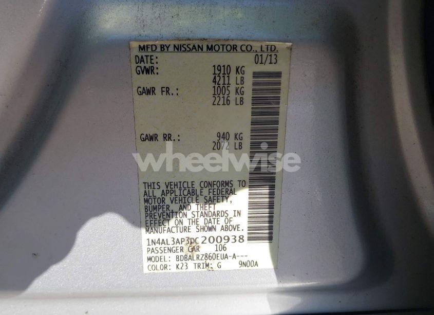 Photo 9 of 2013 Nissan Altima 2.5 S (VIN 1N4AL3AP3DC200938)