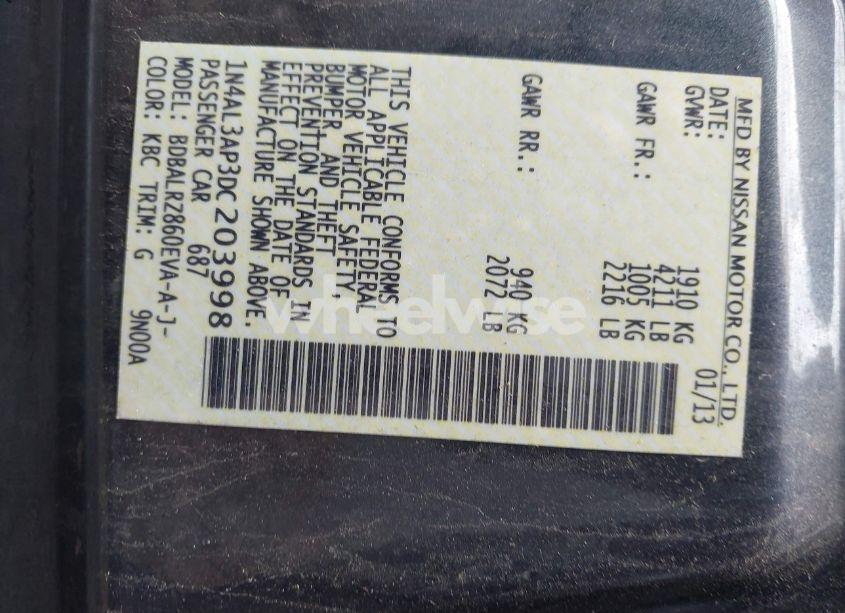 Photo 9 of 2013 Nissan Altima 2.5 S (VIN 1N4AL3AP3DC203998)