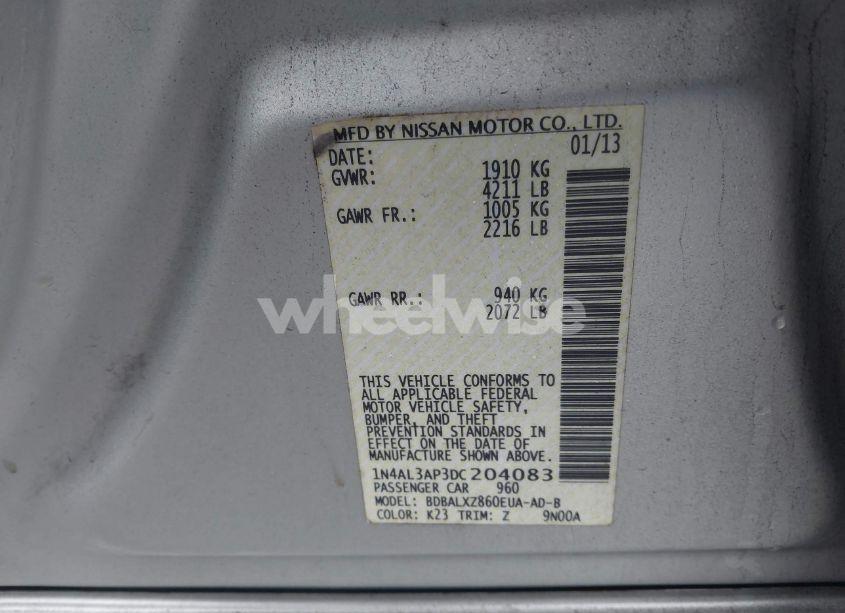 Photo 9 of 2013 Nissan Altima 2.5 SL (VIN 1N4AL3AP3DC204083)