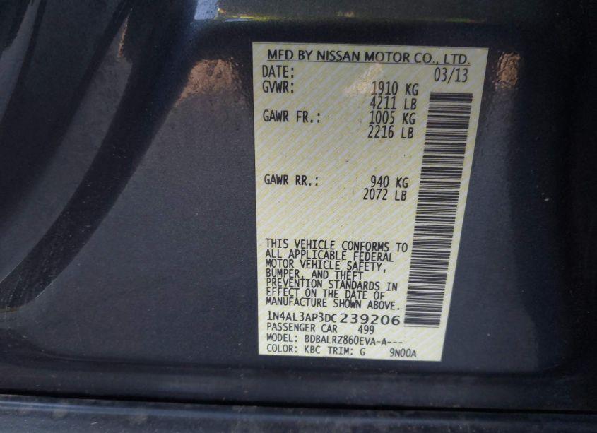 Photo 9 of 2013 Nissan Altima 2.5 S (VIN 1N4AL3AP3DC239206)